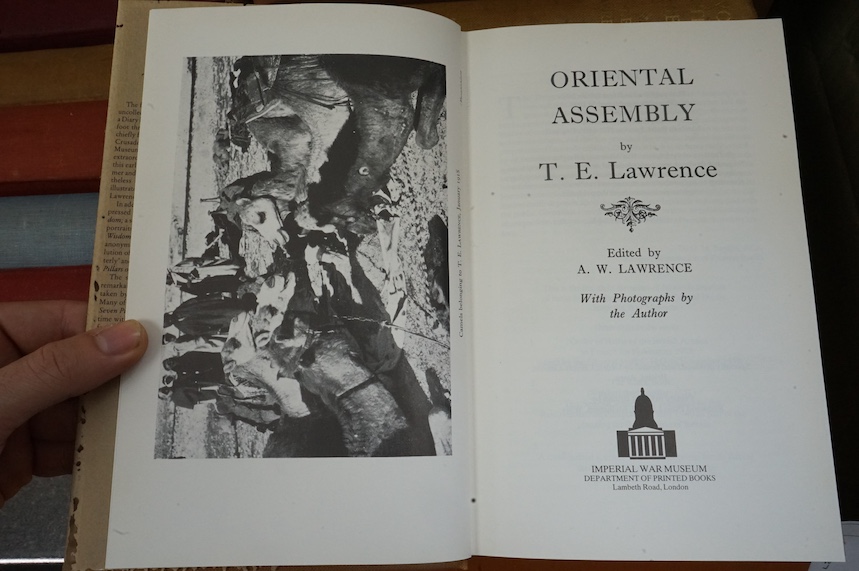 Lawrence, T.E - 9 works - Seven Pillars of Wisdom, 1935, a further copy, 10th impression, 1937, another with d/j, 1941, and another copy, in 2 vols, in d/j’s, 1939; Revolt in the Dessert, 1927, (2 copies); Oriental Assem